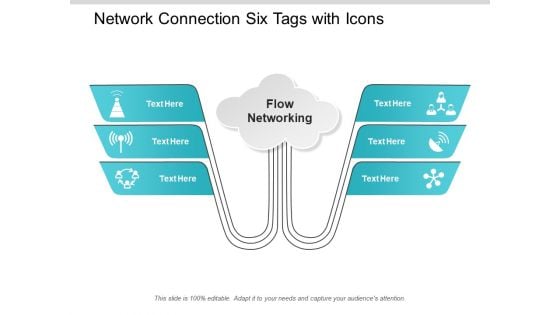 Network Connection Six Tags With Icons Ppt PowerPoint Presentation Gallery Gridlines