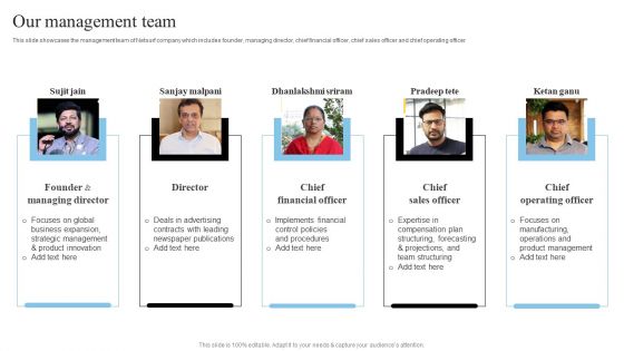 Network Marketing Company Profile Our Management Team Microsoft PDF