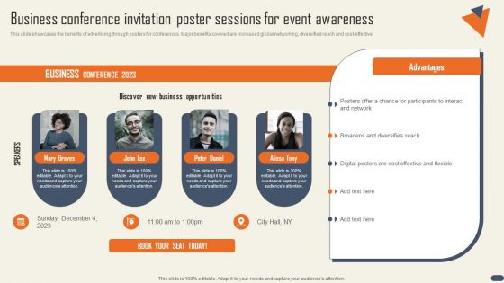 Networking Events Business Conference Invitation Poster Sessions For Event Awareness Sample PDF