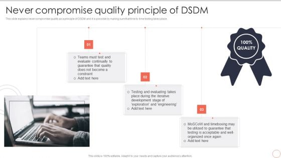 Never Compromise Quality Principle Of DSDM Dynamic System Development Model Graphics PDF