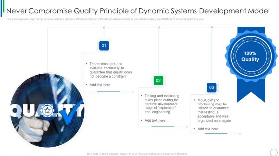 Never Compromise Quality Principle Of Dynamic Systems Development Model Template PDF