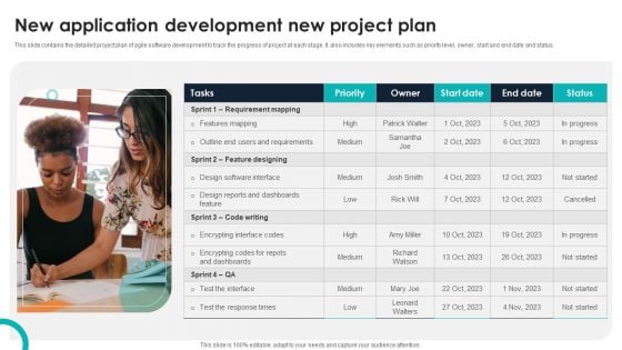 New Application Development New Project Plan Mockup PDF