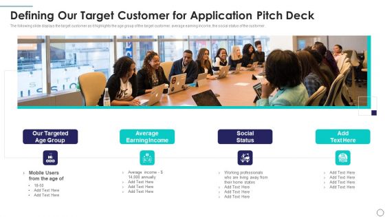 New Application Investment Presentation Defining Our Target Customer For Application Designs PDF