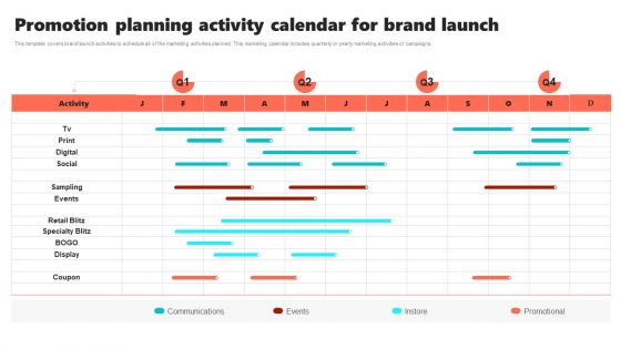 New Brand Introduction Plan Promotion Planning Activity Calendar For Brand Launch Download PDF