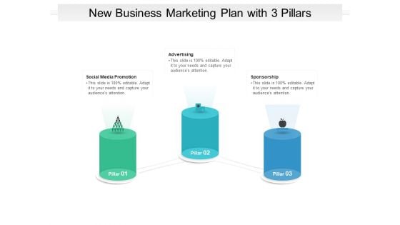 New Business Marketing Plan With 3 Pillars Ppt PowerPoint Presentation File Slide Download PDF