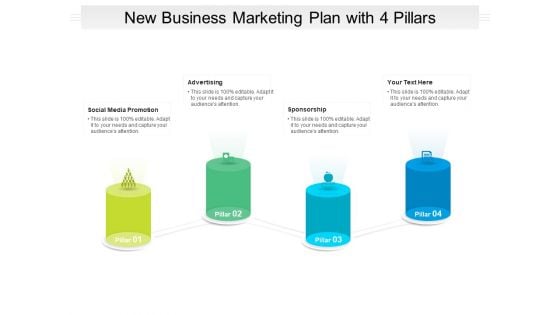 New Business Marketing Plan With 4 Pillars Ppt PowerPoint Presentation File Deck PDF