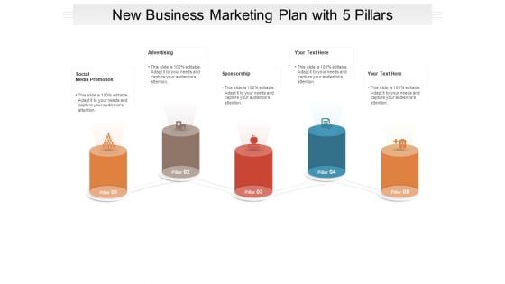 New Business Marketing Plan With 5 Pillars Ppt PowerPoint Presentation Inspiration Infographics PDF