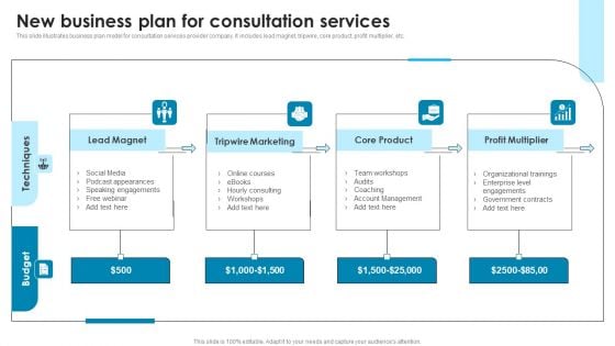 New Business Plan For Consultation Services Graphics PDF