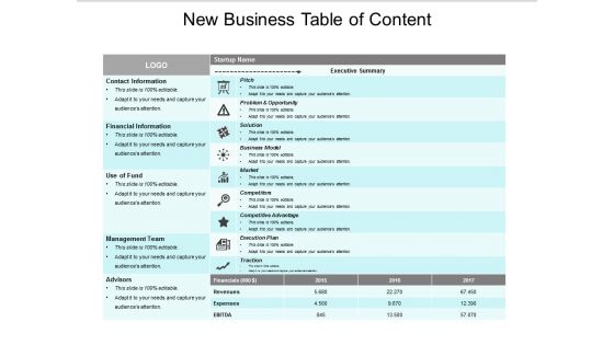 New Business Table Of Content Ppt PowerPoint Presentation Gallery Background