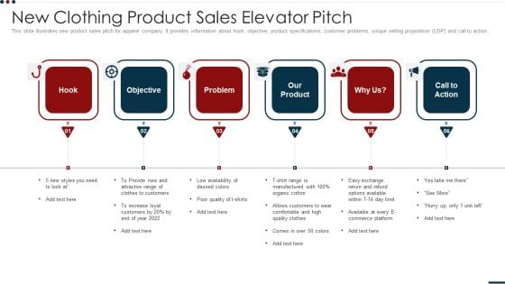 New Clothing Product Sales Elevator Pitch Portrait PDF