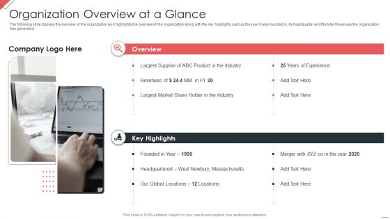 New Commodity Market Viability Review Organization Overview At A Glance Icons PDF