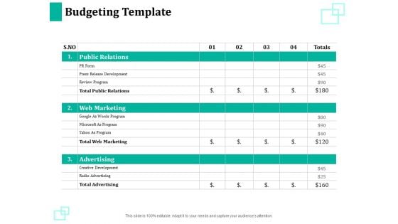 New Commodity Reveal Initiative Budgeting Template Ppt Infographics Designs PDF