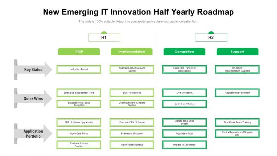 New Emerging IT Innovation Half Yearly Roadmap Structure New Emerging IT Innovation Half Yearly Roadmap Structure