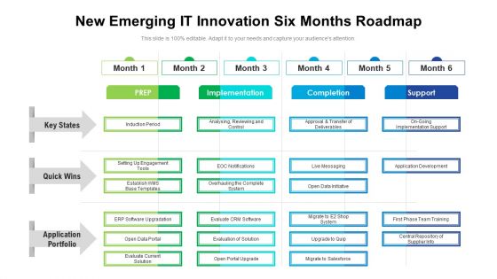 New Emerging IT Innovation Six Months Roadmap Diagrams