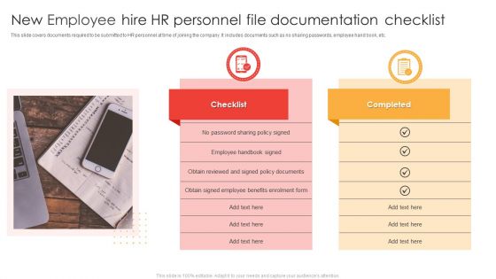 New Employee Hire Hr Personnel File Documentation Checklist Ppt Pictures Infographic Template PDF