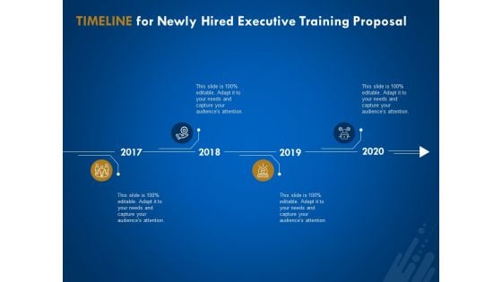 New Employee Onboard Timeline For Newly Hired Executive Training Proposal Ppt Pictures Graphic Tips PDF