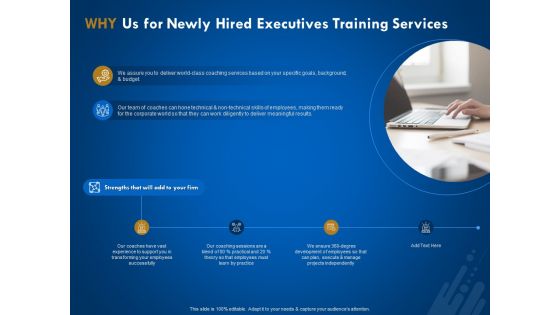 New Employee Onboard Why Us For Newly Hired Executives Training Services Ppt Professional Visual Aids PDF New Employee Onboard Why Us For Newly Hired Executives Training Services Ppt Professional Visual Aids PDF