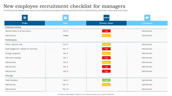 New Employee Recruitment Checklist For Managers Brochure PDF