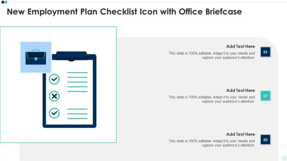 New Employment Plan Checklist Icon With Office Briefcase Guidelines PDF