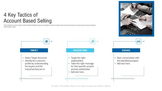 New Era Of B2B Trading 4 Key Tactics Of Account Based Selling Ppt Icon Master Slide PDF