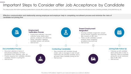 New Hire Onboarding Process Enhancement Important Steps To Consider After Job Acceptance By Candidate Structure PDF