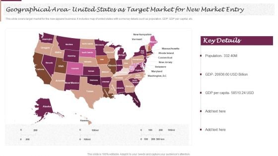 New Market Segment Entry Plan Geographical Area United States As Target Market Portrait PDF