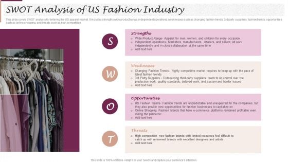 New Market Segment Entry Plan SWOT Analysis Of US Fashion Industry Topics PDF