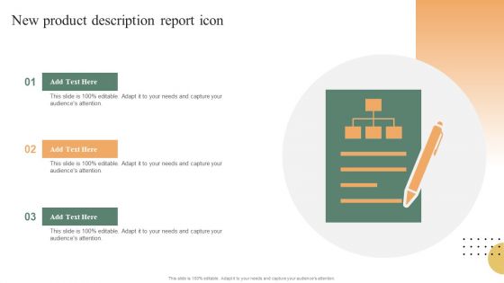 New Product Description Report Icon Ppt PowerPoint Presentation Gallery Background PDF
