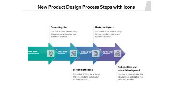 New Product Design Process Steps With Icons Ppt PowerPoint Presentation Model Templates PDF