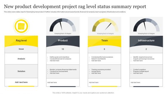 New Product Development Project Rag Level Status Summary Report Introduction PDF