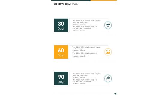 New Product Development Proposal 30 60 90 Days Plan One Pager Sample Example Document