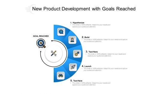 New Product Development With Goals Reached Ppt PowerPoint Presentation Inspiration Visual Aids PDF