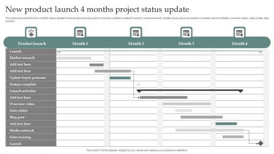 New Product Launch 4 Months Project Status Update Brochure PDF