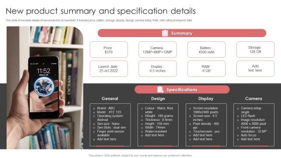 New Product Launch Event Management Activities New Product Summary And Specification Details Background PDF New Product Launch Event Management Activities New Product Summary And Specification Details Background PDF