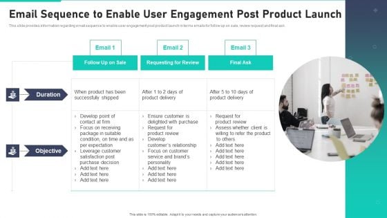 New Product Launch Playbook Email Sequence To Enable User Engagement Post Product Launch Elements PDF