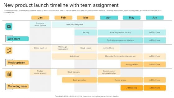 New Product Launch Timeline With Team Assignment Rules PDF