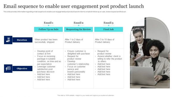 New Product Launch To Market Playbook Email Sequence To Enable User Engagement Post Product Launch Professional PDF