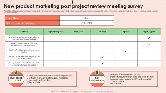 New Product Marketing Post Project Review Meeting Survey Guidelines PDF