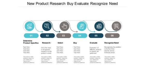 New Product Research Buy Evaluate Recognize Need Ppt Powerpoint Presentation Styles Microsoft