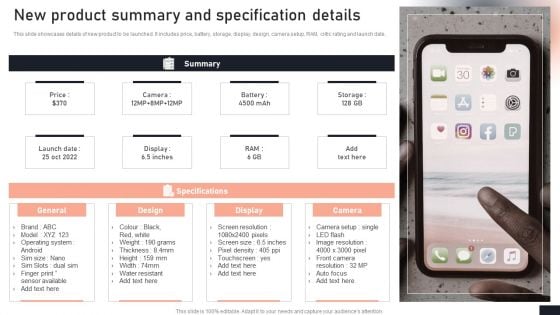 New Product Summary And Specification Details Stakeholder Engagement Plan For Launch Event Demonstration PDF