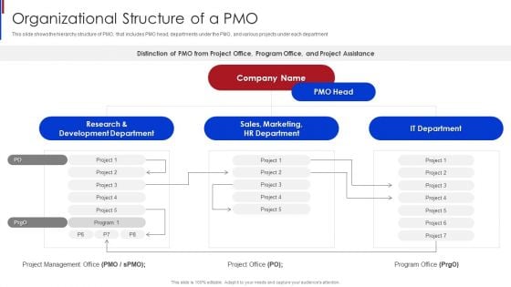 New Project Management Organizational Structure Of A PMO Infographics PDF