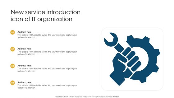 New Service Introduction Icon Of IT Organization Background PDF