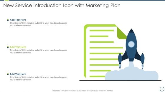 New Service Introduction Icon With Marketing Plan Information PDF