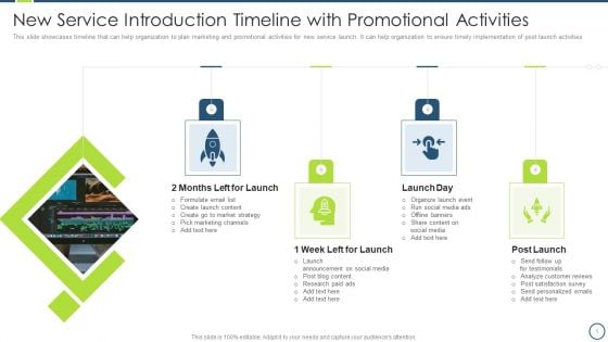 New Service Introduction Timeline With Promotional Activities Brochure PDF