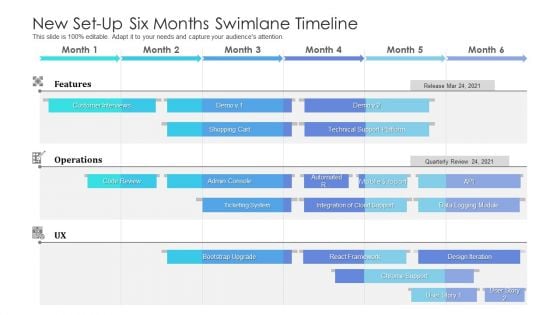 New Set Up Six Months Swimlane Timeline Designs