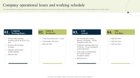 New Staff Onboarding Program Company Operational Hours And Working Schedule Rules PDF