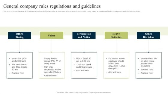 New Staff Onboarding Program General Company Rules Regulations And Guidelines Elements PDF