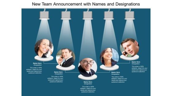 new team announcement with names and designations ppt powerpoint presentation model tips