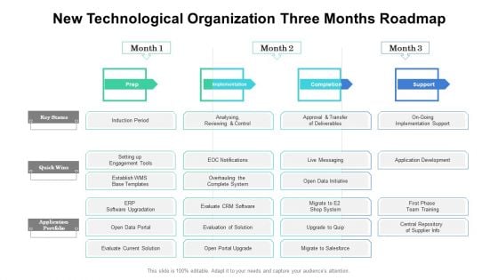 New Technological Organization Three Months Roadmap Summary