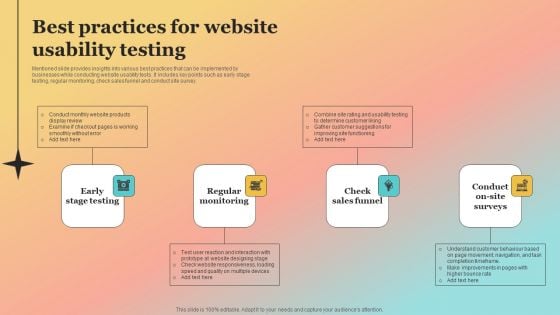 New Website Launch Strategy Best Practices For Website Usability Testing Template PDF